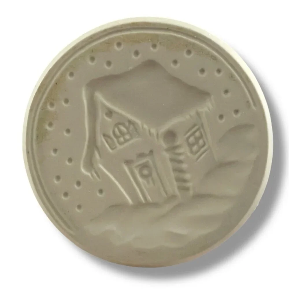 Vintage 1995 Brown Bag Cookie Art Stamp #13 North Pole House Polar Bear Ceramic